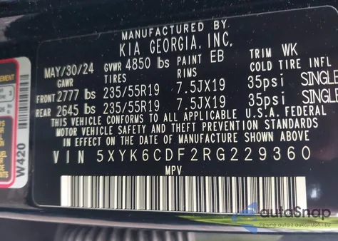 2024 Kia Sportage X-Line из США, поврежденный, VIN 5XYK6CDF2RG229360